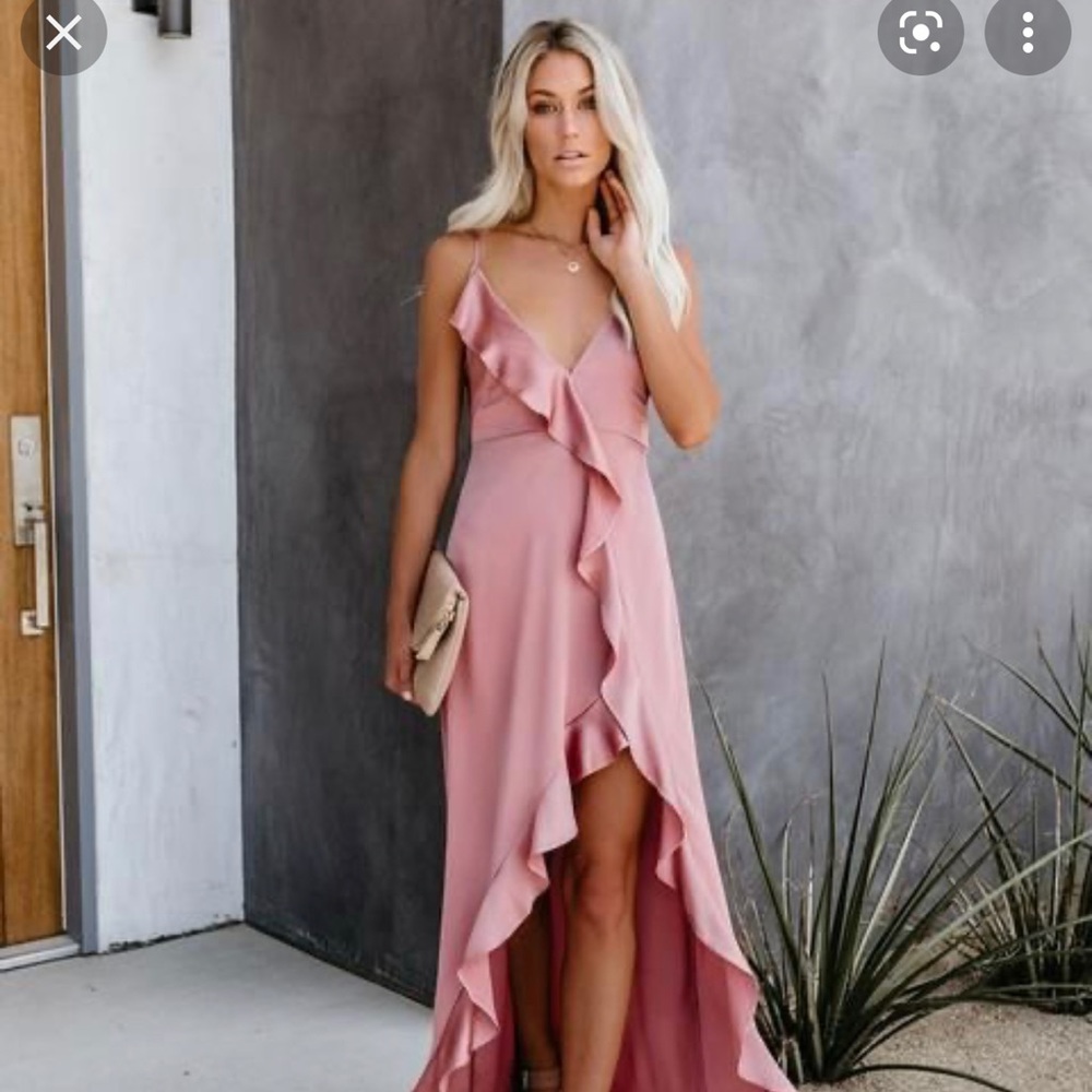 Vici Satin Ruffle Maxi Dress